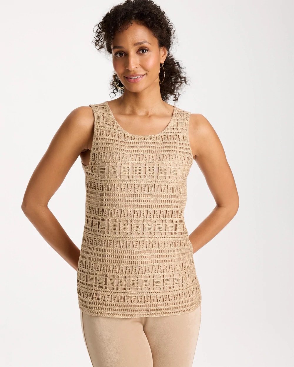 Travelers™ Metallic Crochet Sweater Tank | Chico's
